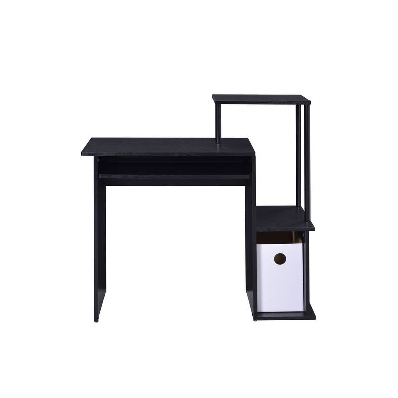 Anmytek Black L Shaped Computer Desk with Keyboard Tray and Storage Modern Home Office Desk for Small Spaces