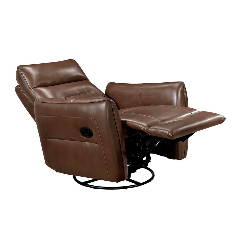 Esther 36" Leather Swivel Glider Recliner - Pull-Handle Motion