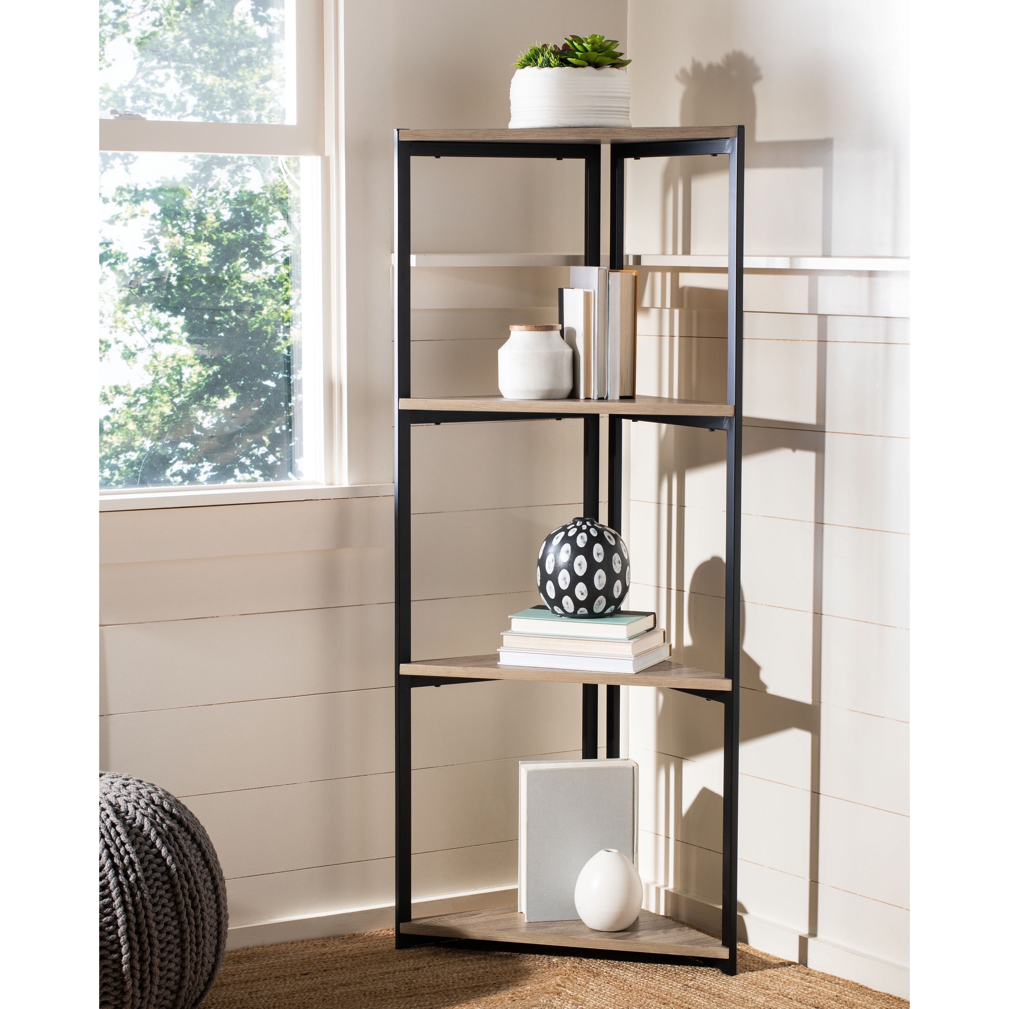 SAFAVIEH Veola 4-Tier Corner Bookshelf - 16.5" x 16.5" x 55" - 24Wx11Dx55H