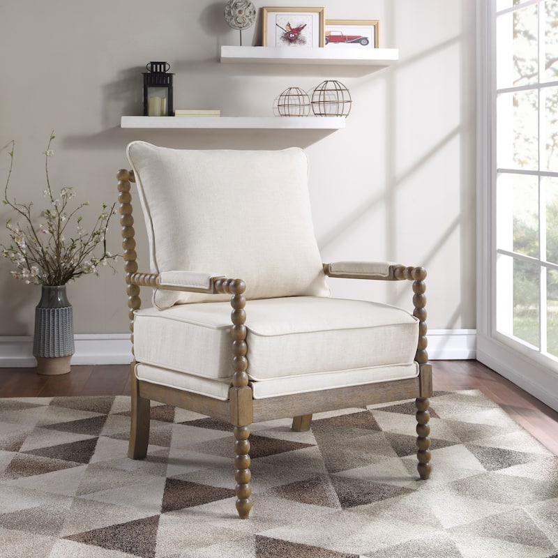 Fletcher Spindle Chair in Fabric with Brushed Charcoal Finish - Linen