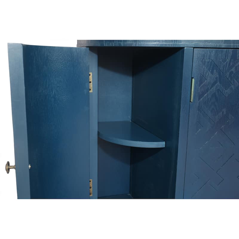 Buffet Sideboard Cabinet with Curvy Edge, Freestanding Wooden Storage Cabinet, Fluted Accent Cabinet with Sliding Door