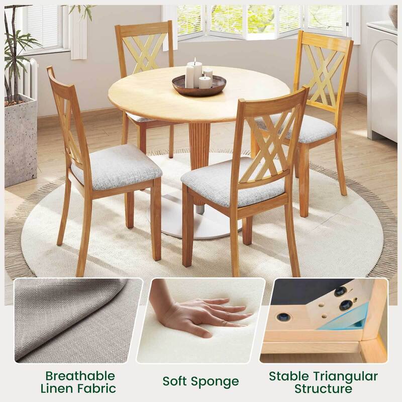Costway 4 PCS Linen Fabric Upholstered Kitchen Armless Chairs with - See Details