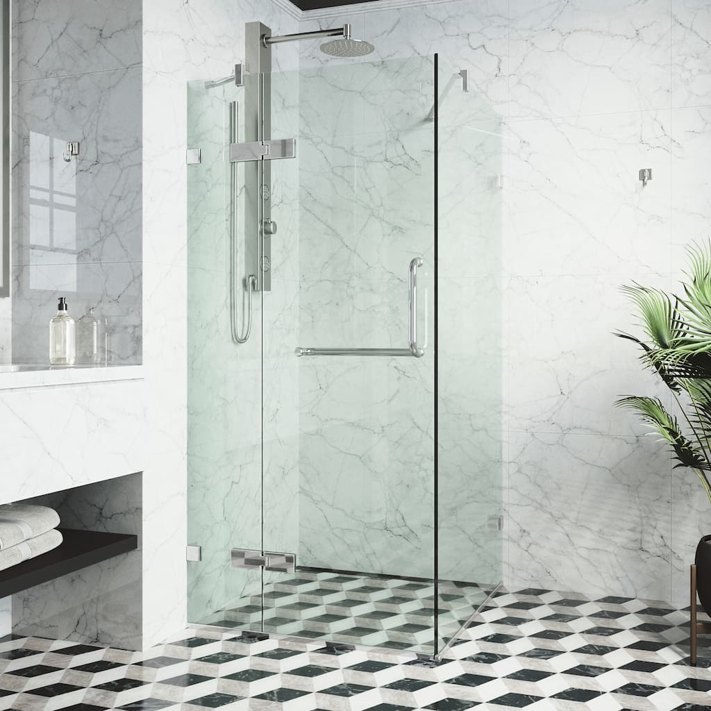 VIGO Monteray 30"D x 30"W x 73"H Frameless Hinged Shower Enclosure