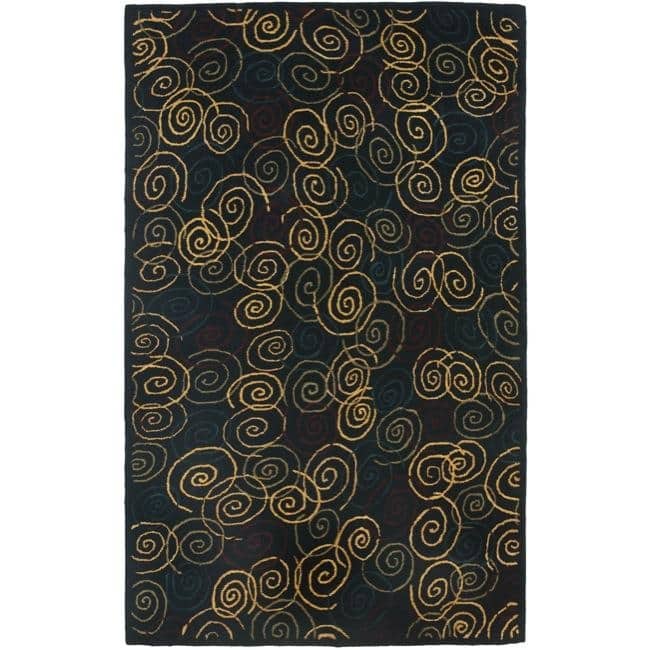 SAFAVIEH Handmade Hampton Reflection Modern Wool Rug - 5' x 8' - Navy - Runner/Rectangle