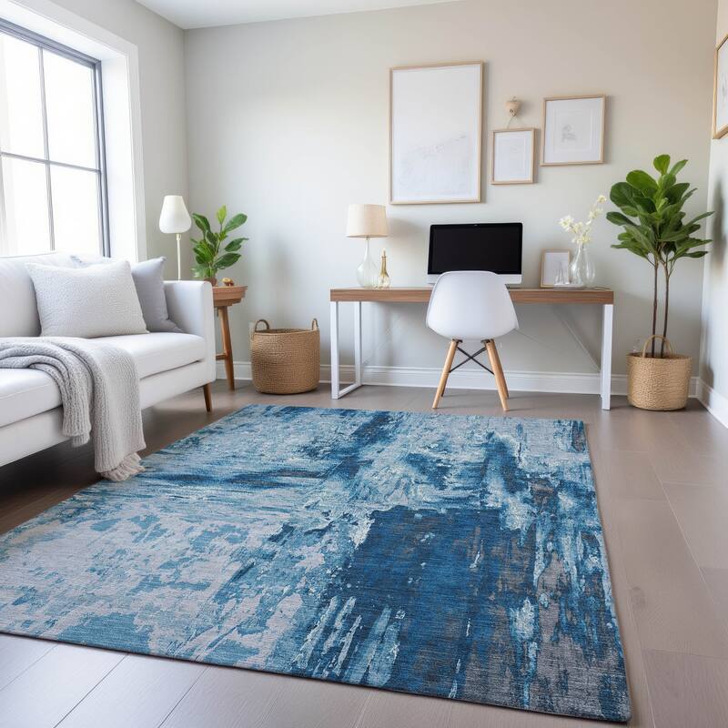 Premium Washable Super Soft Contemporary Ombre Mayfield Rug - Denim - 8' x 10'