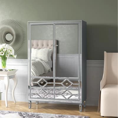 Mirrored Armoire with Drawers