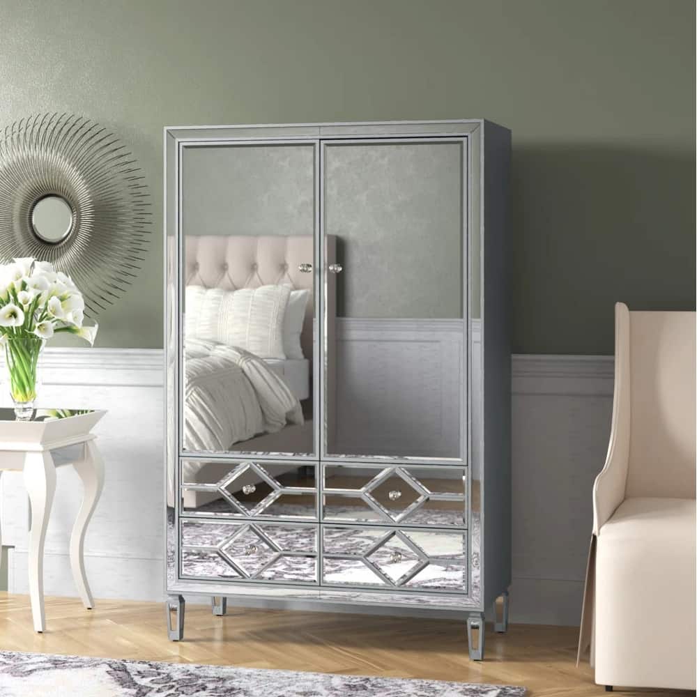 Mirrored Armoire with Drawers