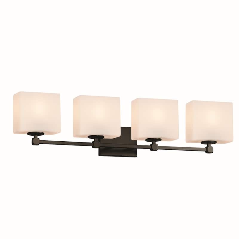 Justice Design Fusion Tetra 4-Light Bath Bar, Opal Rectangle Shade