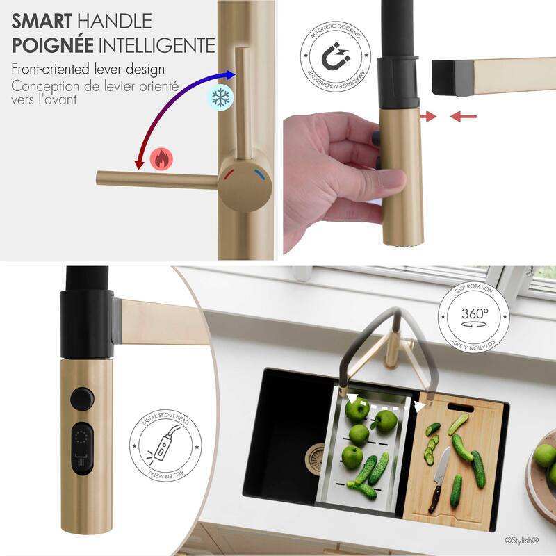 STYLISH Stainless Steel Single Handle Pull Out Dual Mode Kitchen Sink Faucet