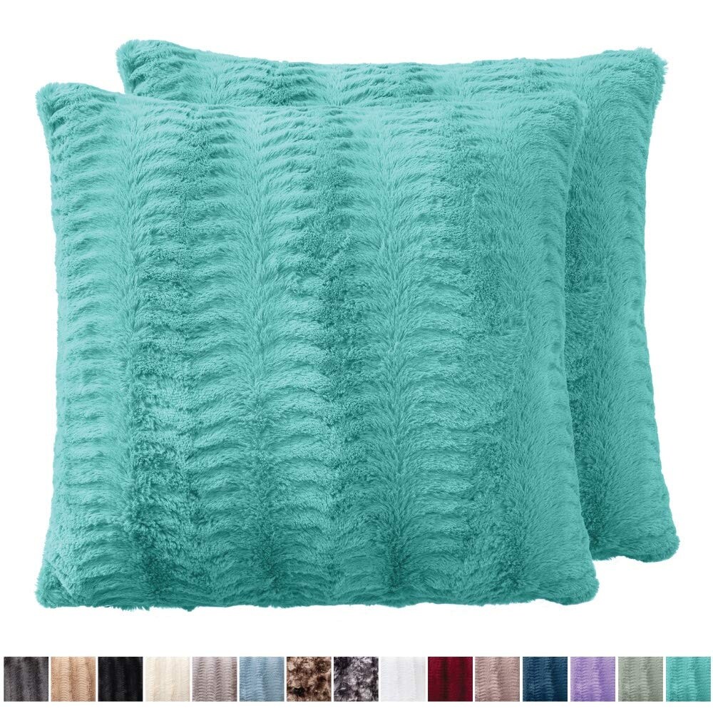 Turquoise fur pillows clearance