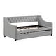 preview thumbnail 6 of 14, Upholstered Velvet Tufting Sleeper Sofa Chesterfield Daybed with Trundle Full Size - Grey