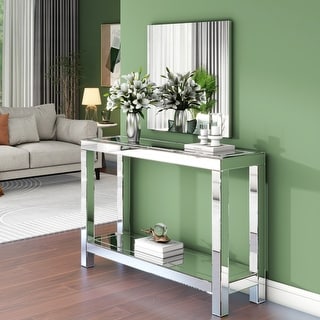 Modern Console Table Narrow Entryway Table with Storage Shelf