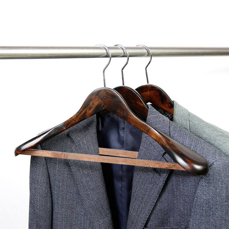 Set Of 5 Natural Wooden Coat Hangers for Suit/Dress/Shirt/Sweater - 17.52*2.16*8.74in
