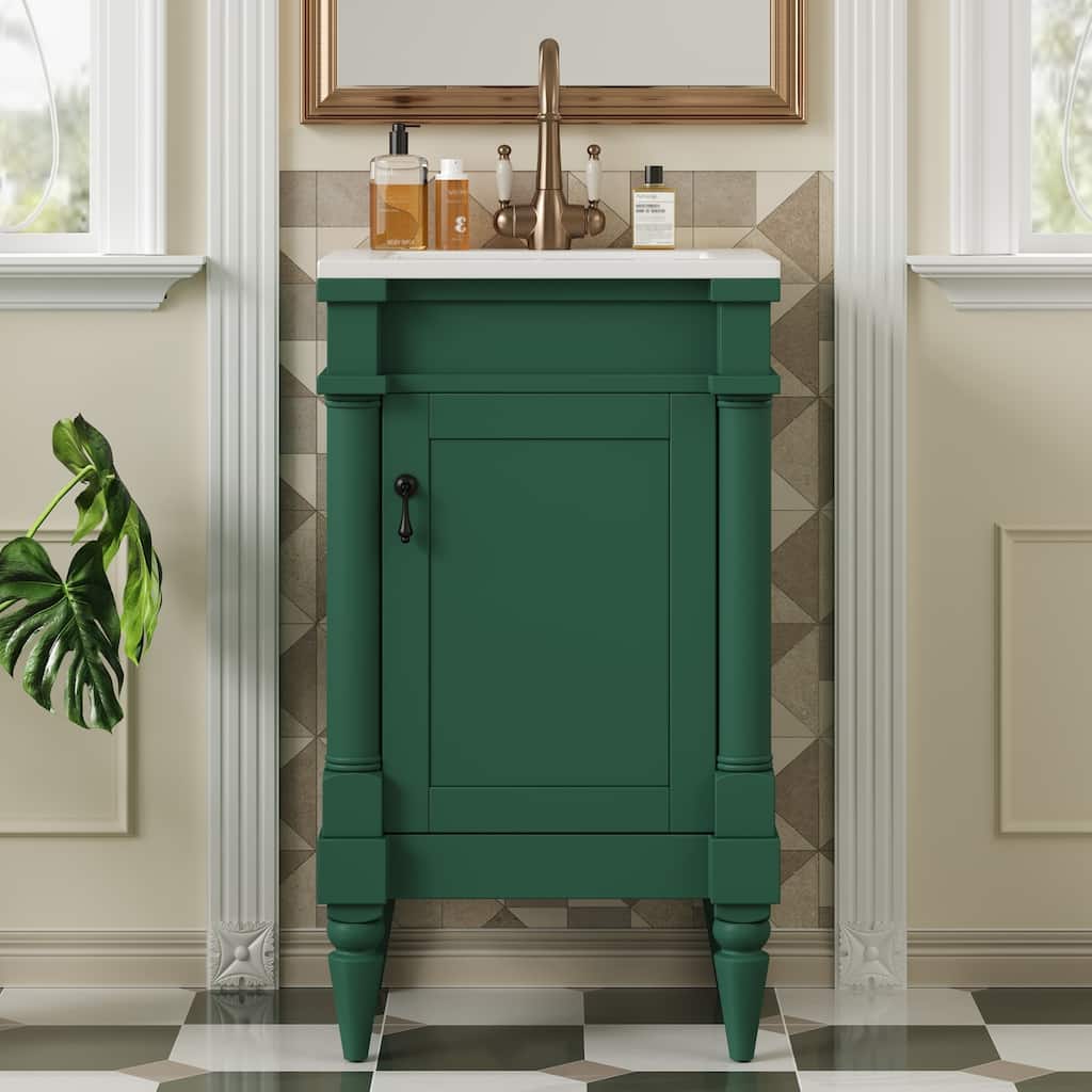 18-Inch Vanity With Sink,Storage Cabinet With Door,Freestanding Cabinet,Single Sink Cabinet With Adjustable Shelf