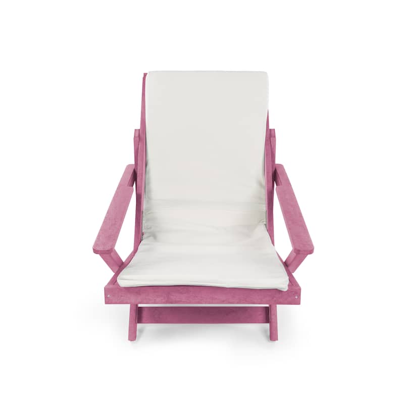 Aspen Fully Assembled All-Weather HDPE Outdoor Folding Lounge Chair with Removable Cushion