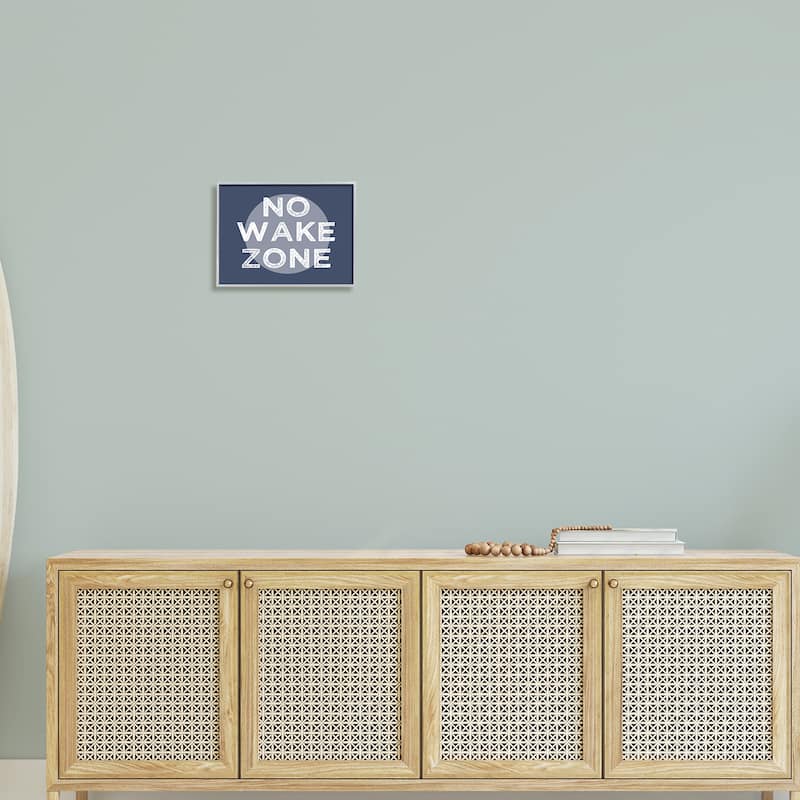 Stupell No Wake Zone Circular Background Grunge Textured Words Framed Wall Art, Design by Daphne Polselli - Blue
