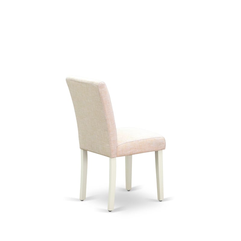 East West Furniture Dining Room Table Set- a Kitchen Table and Light Beige Linen Fabric Chairs, Linen White (Pieces Options)