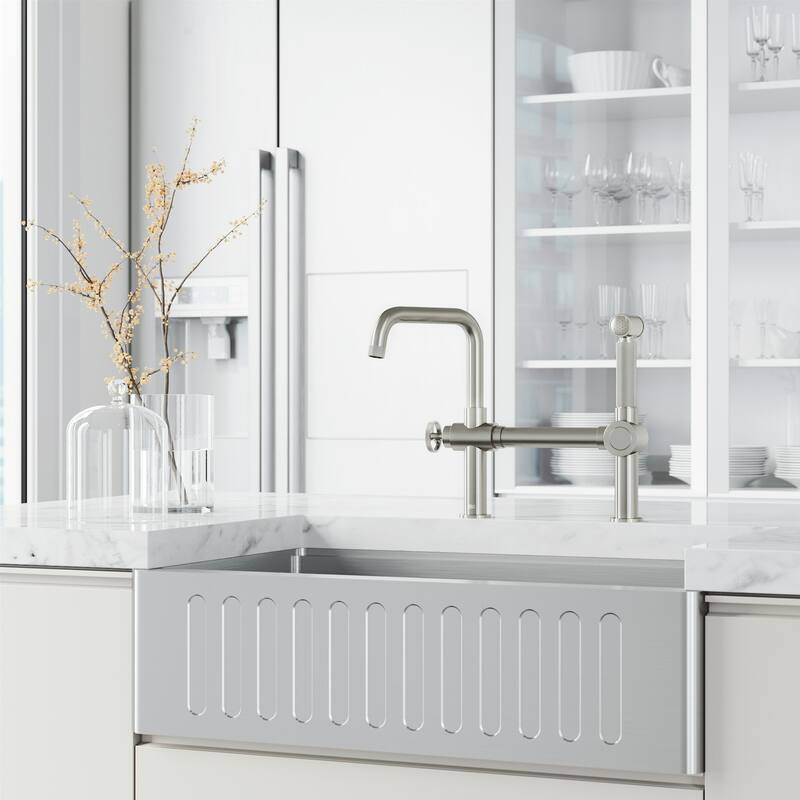 VIGO Cass 13" H Widespread Pull-Out Sprayer Kitchen Faucet