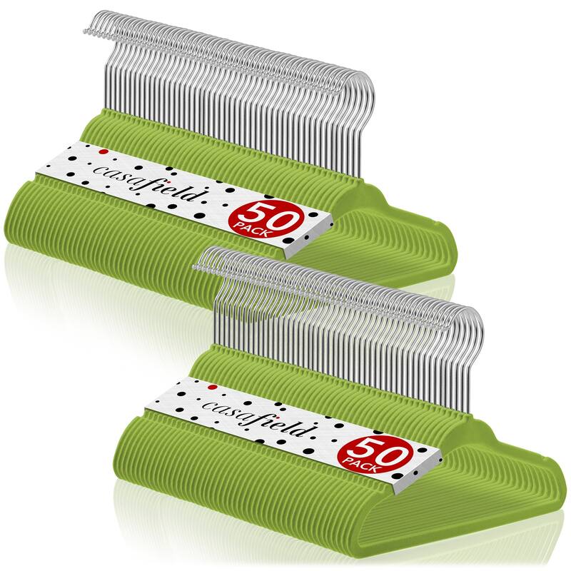 100 Velvet 11in Baby Hangers - Lime Green