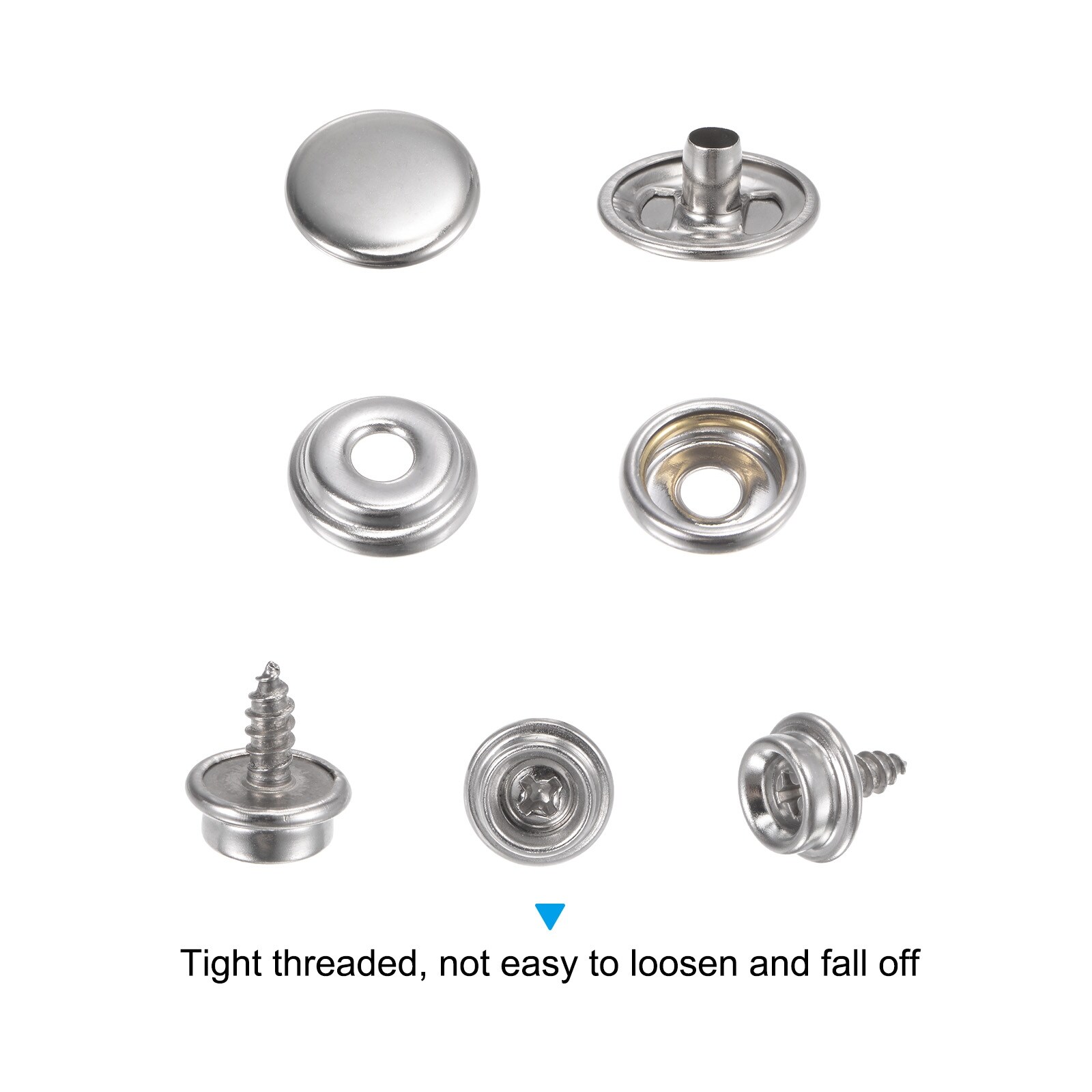 Unique Bargains 10 Sets Screw Snap Kit 10mm Stainless Steel Snaps Button with Tool, Silver Tone - Silver Tone