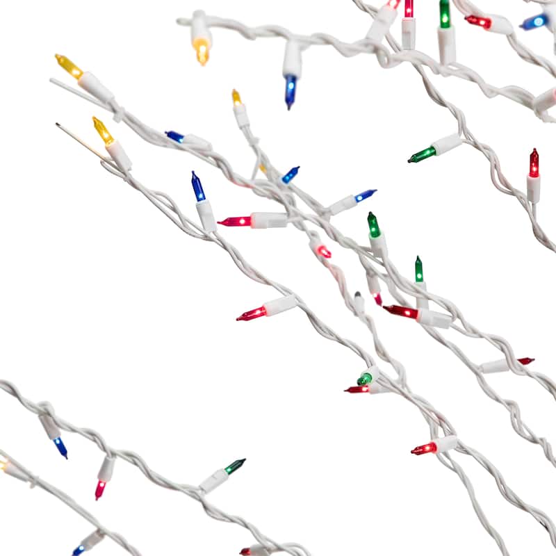 Cascade Twig Tree Outdoor Christmas Decoration - 6' - White - Multi Lights