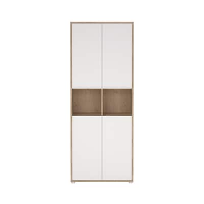 Carson Carrington Sign 6 Shelf Bookcase with 4 Doors, Home Office Storage - 13.5"D x 31.34"W x 80.59"H