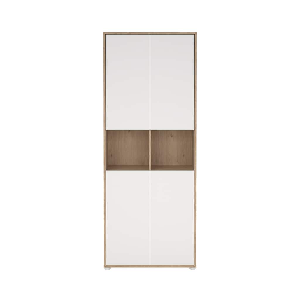 Carson Carrington Sign 6 Shelf Bookcase with 4 Doors, Home Office Storage - 13.5"D x 31.34"W x 80.59"H