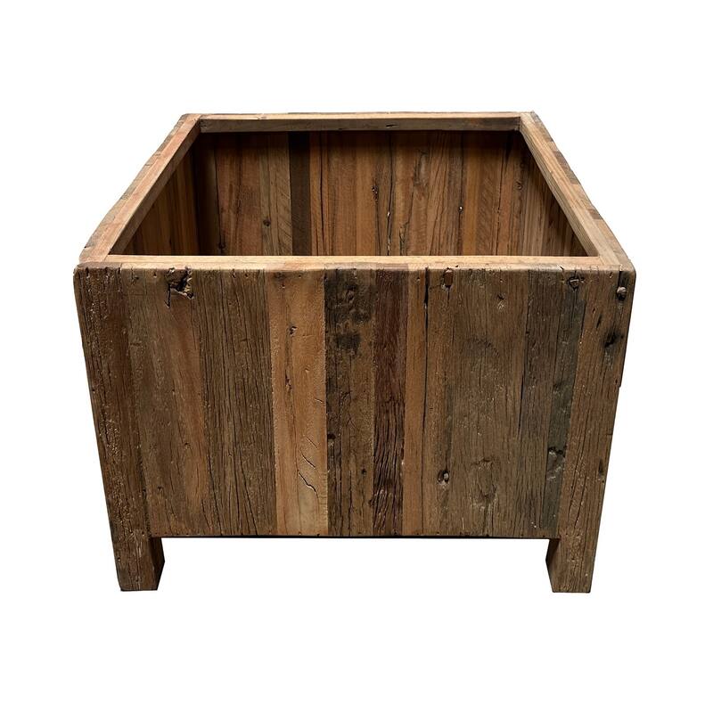 Small Wooden Planter Natural H 17.8" & L 23.5"