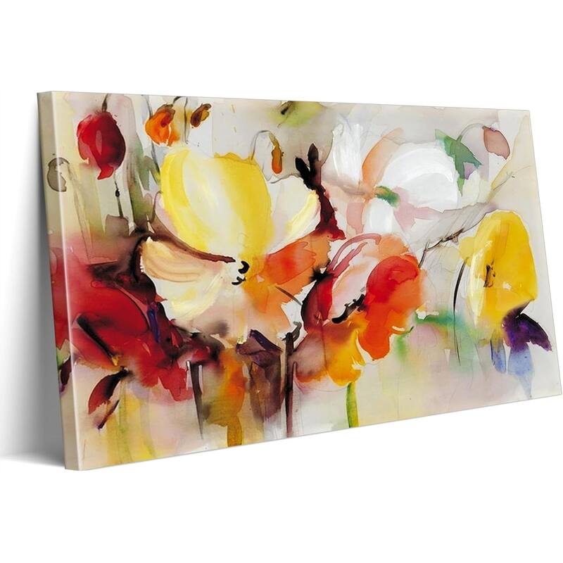 Colorful Flowers Canvas Wall Art Floral Pictures - 24 x 16