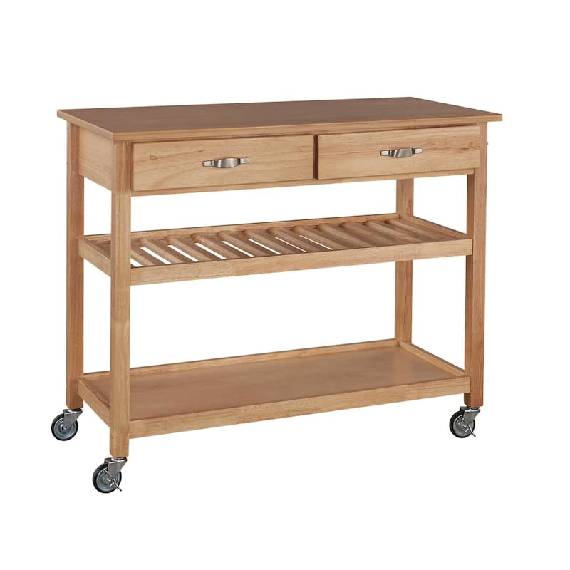 General Line Brown Kitchen Cart with Wood Top - 45' x 21' x 36' - Brown - Kitchen Cart
