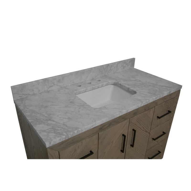 KitchenBathCollection Peyton 48" Bathroom Vanity with Carrara Marble Top