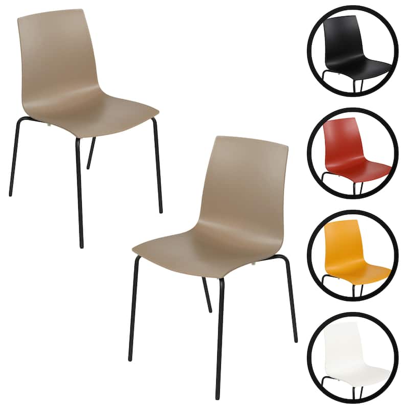 Furnish Theory Aero-S Pro Indoor/Outdoor Stackable Dining Side Chairs Polypropylene Shell & Powder-Coated Steel Legs (Set of 2)