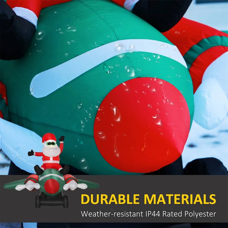 Christmas Inflatable Decoration Santa Claus on Plane with LED Lights Indoor Outdoor Display
