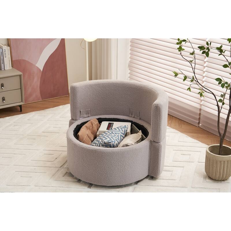 Teddy Fabric Swivel And Storage Chair