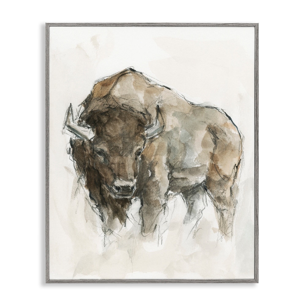 Stupell Western American Buffalo Brown Country Animal Framed Giclee Texturized Art by Ethan Harper