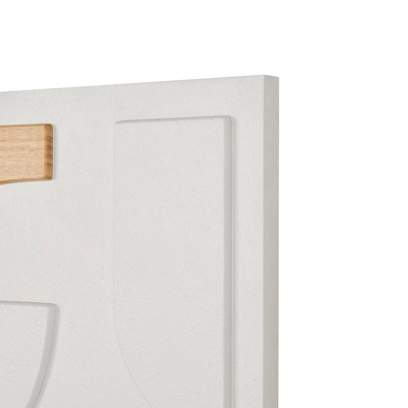 White Wood Dimensional Art Deco Shapes Geometric Home Wall Decor with Brown Accents