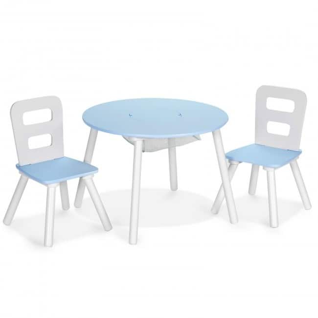 Wood Activity Kids Table and Chair Set with Center Mesh Storage for Snack Time and Homework - 23.5" x 23.5" x 17.5" (L x W x H)
