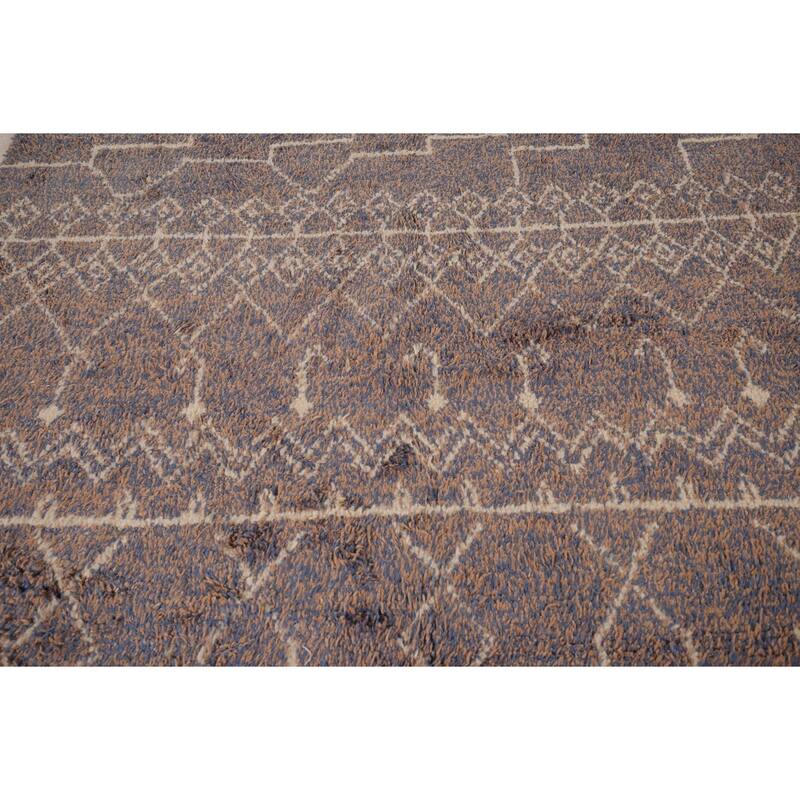 Plush Moroccan Area Rug Hand-Knotted Wool Carpet - 6'9" x 10'3"