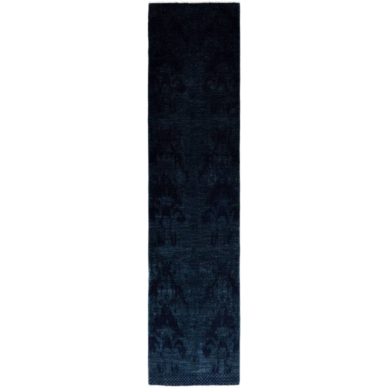 Overdyed One-of-a-Kind Hand-Knotted Area Rug - Black - 2' 5" x 10' 4"
