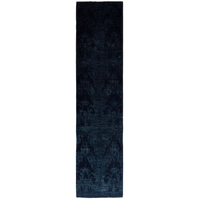 Overdyed One-of-a-Kind Hand-Knotted Area Rug - Black - 2' 5" x 10' 4"