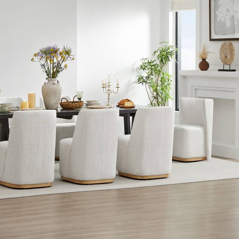 Spruce & Spring Kevin Modern Wingback Dining Chairs with Casters&Wood Base Set of 2 - Set of 2