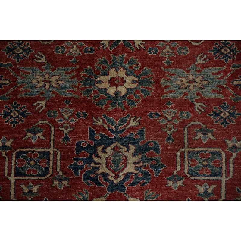Hand Knotted Oriental 100% Wool Carpet Traditional Floral Red Kazak Area Rug - 10' 11'' X 7' 6''