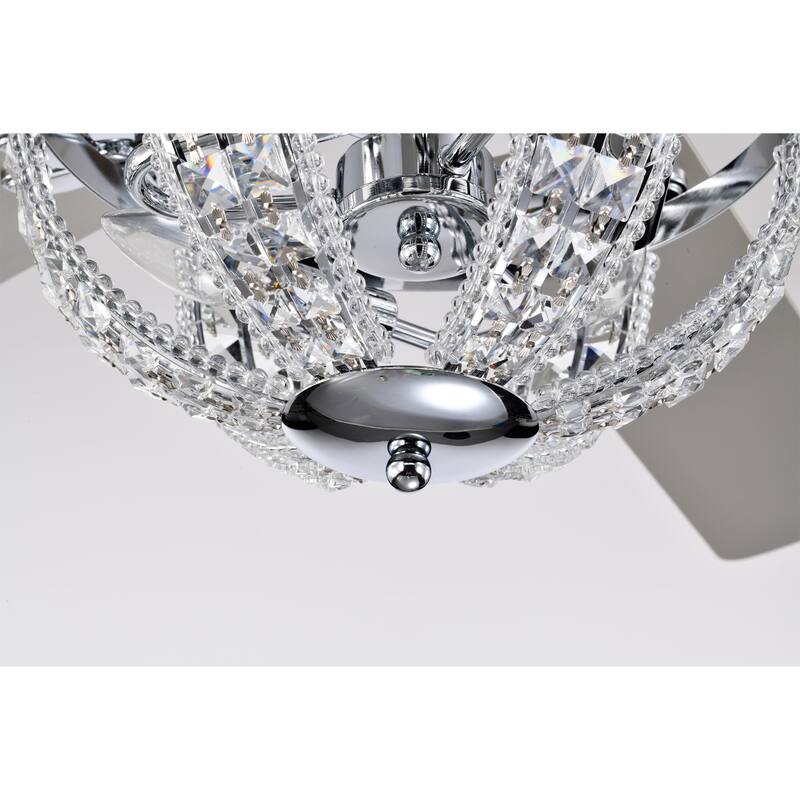 Santana 52 Inch Chrome Polished Finish Mid-Century style Ceiling Crystal Fan with Remote
