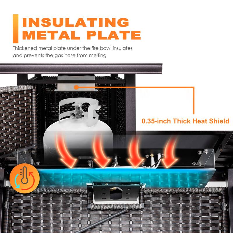 Outdoor 43-inch 50,000 BTU Propane Gas Fire Pit Table - 42 inches