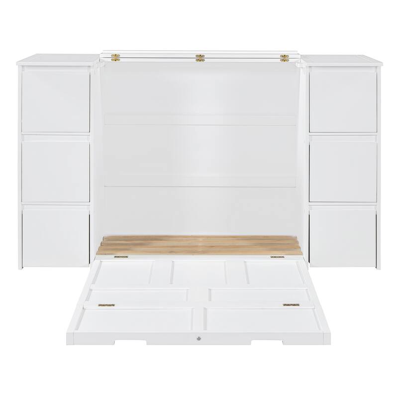 Twin Size Modern Murphy Bed with Drawers, Cabinets, and USB Ports