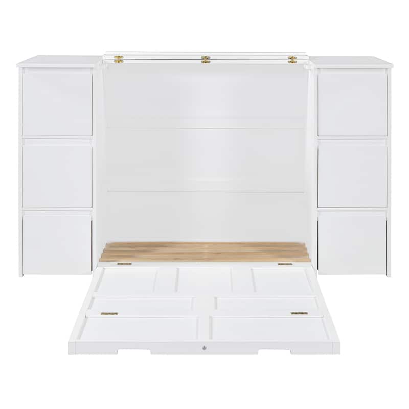 Twin Size Murphy Bed with Drawers, Cabinets & USB Ports