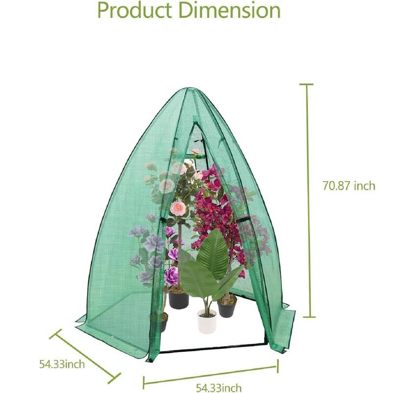54"x 54"x 71" Greenhouse Tent with Durable PE Cover for Outside Vegetables Flowers Fruits, Green
