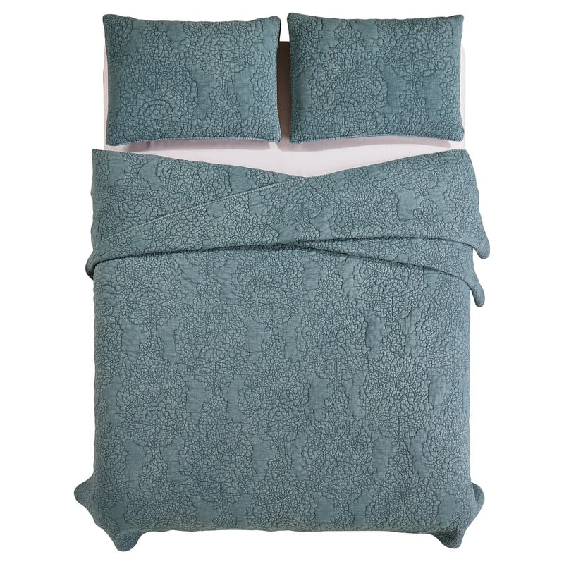 Spartina 449 Mystic Floral 3-Piece Solid Lightweight Quilt Set