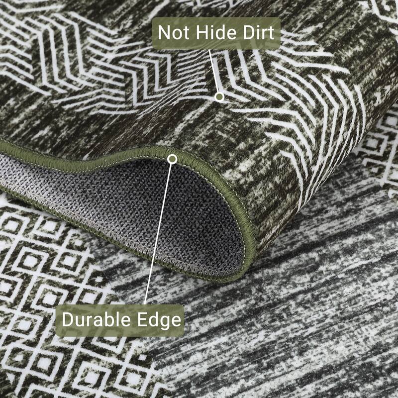 Modern Geometric Area Rugs for Living Room Bordered Rugs Indoor Printed Rug for Bedroom, Office