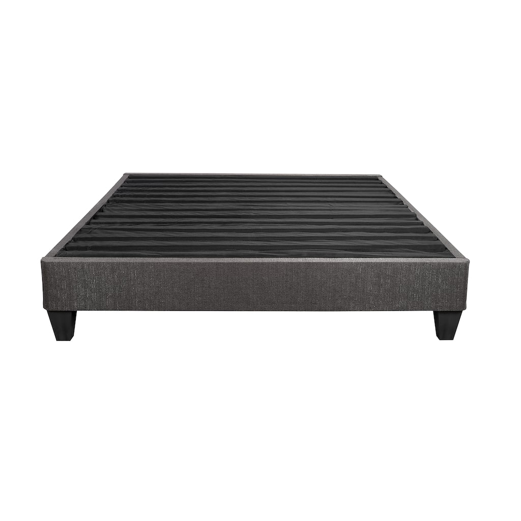 Twin XL Size Platform Bed Base, Upholstered Mattress Foundation Bed Frame, Dark Grey